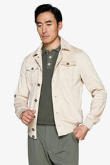 Giubbotto trucker in ecosuede sabbia-Dan John