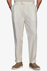Linen blend trousers with butter pleats