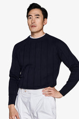 Maglia girocollo costa piatta navy-Dan John