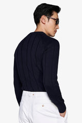 Maglia girocollo costa piatta navy-Dan John