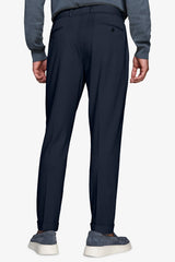 Blue stretch jersey trousers