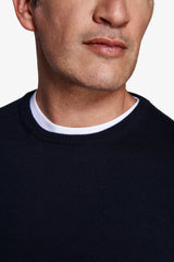 Maglia girocollo basic in cotone blu-Dan John