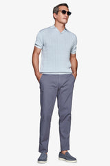 Polo in maglia treccia celeste DNJ-Dan John