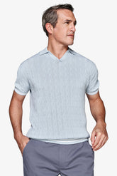 Polo in maglia treccia celeste DNJ-Dan John