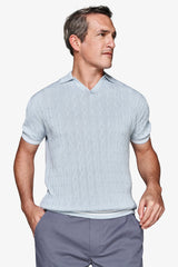 Polo in maglia treccia celeste DNJ-Dan John