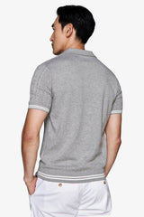 Polo in maglia treccia grigia DNJ-Dan John