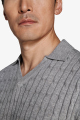 Polo in maglia treccia grigia DNJ-Dan John
