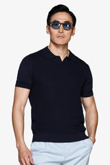 Polo in maglia armaturata navy-Dan John