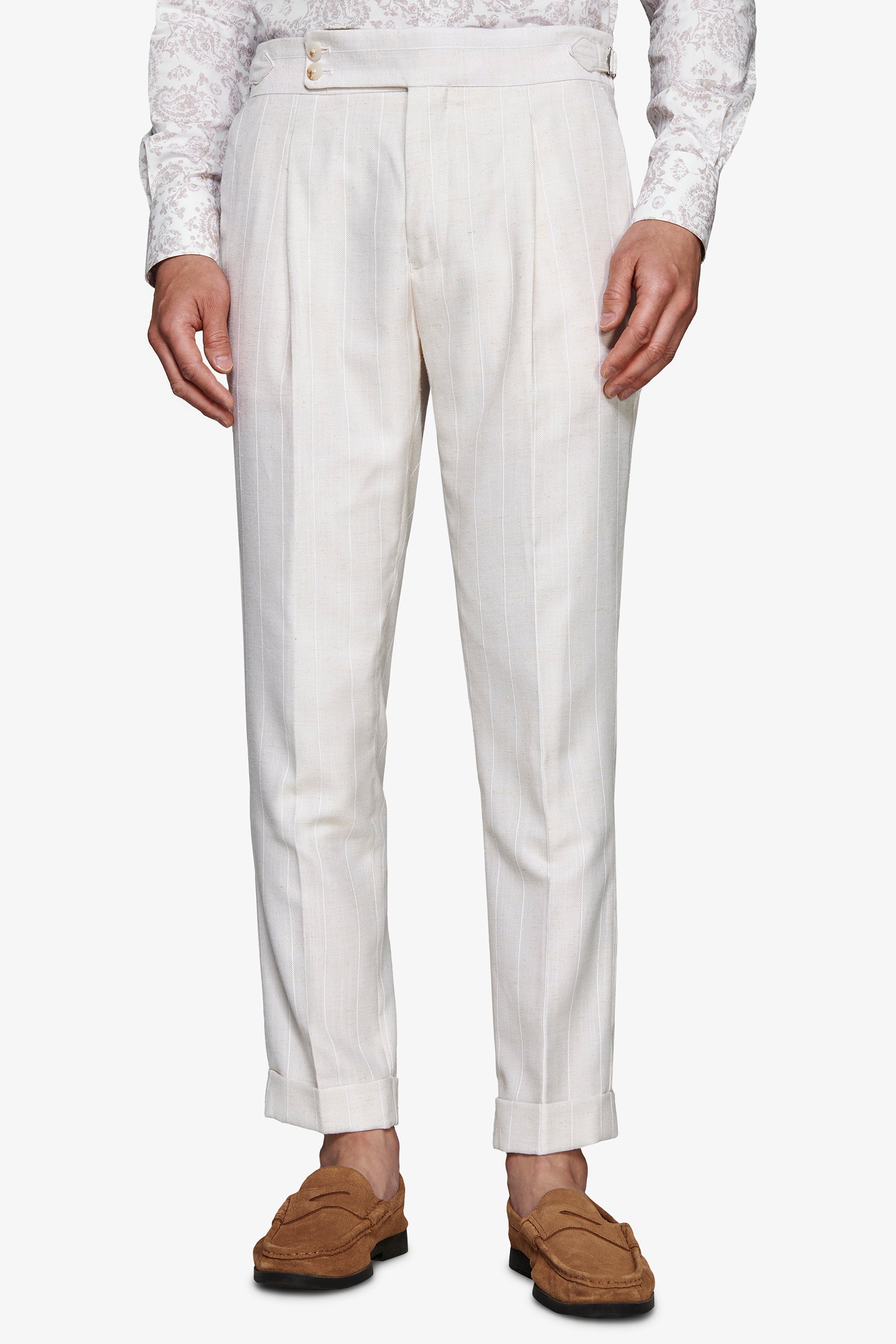 Pantaloni gessati sabbia-Dan John