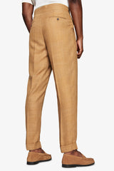 Tobacco linen blend trousers