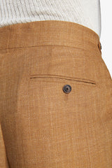 Tobacco linen blend trousers