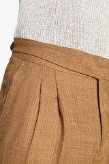 Tobacco linen blend trousers