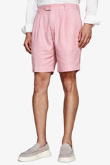 Linen blend Bermuda shorts with pink pleats