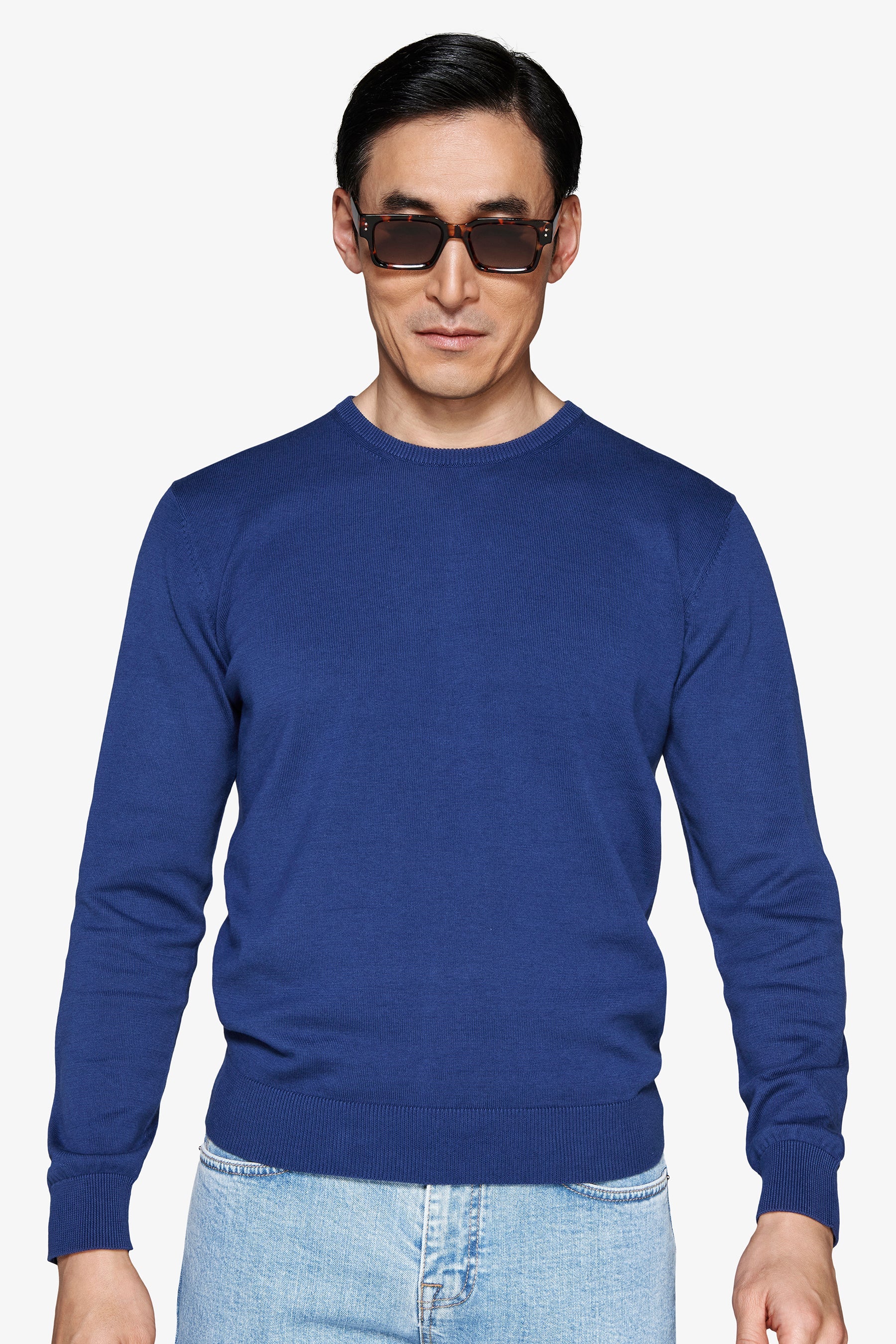 Maglia girocollo basic in cotone royal-Dan John