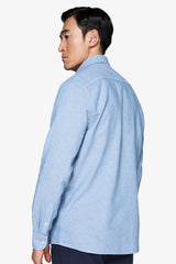 Camicia misto lino relaxed celeste-Dan John