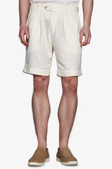 Linen blend Bermuda shorts with butter pleats