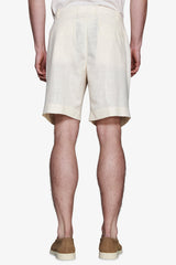 Linen blend Bermuda shorts with butter pleats
