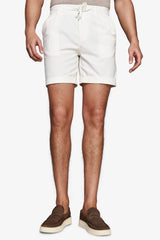 White linen blend Bermuda shorts