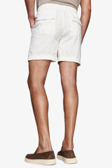 White linen blend Bermuda shorts