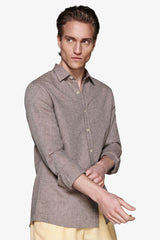 Camicia misto lino relaxed tortora-Dan John