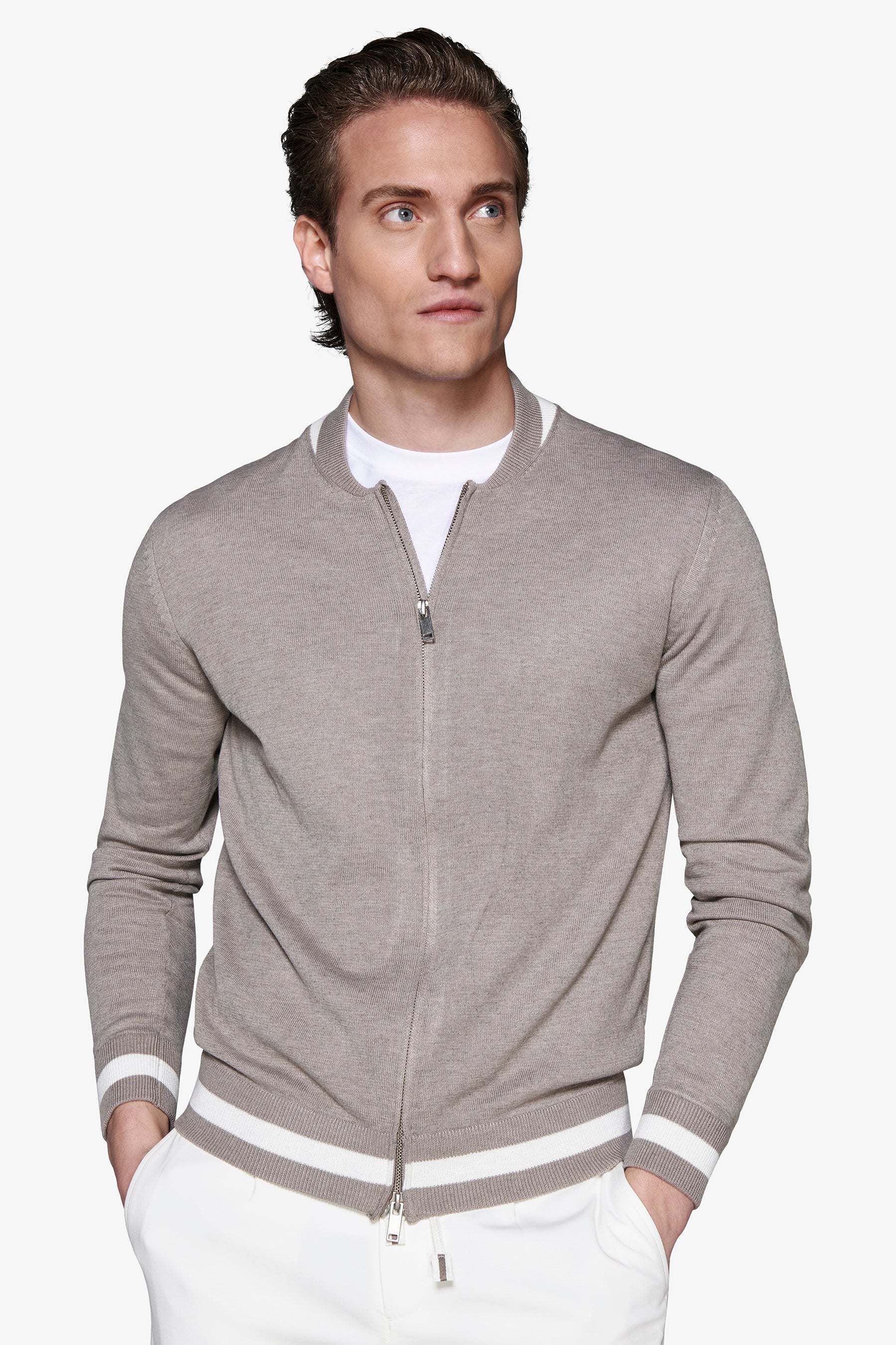 Blazer in maglia misto lino tortora DNJ-Dan John