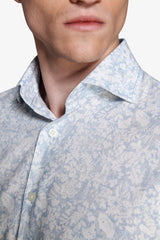 Camicia misto lino stampa fiori celeste-Dan John