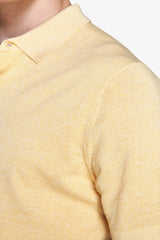 Yellow basic cotton knit polo shirt