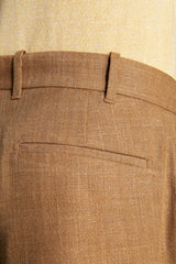 Linen blend Bermuda shorts with tobacco pleats