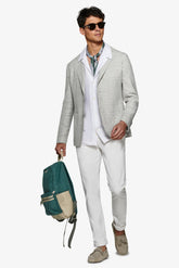 Prince of Wales melange powder slim jacket