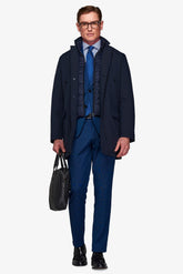 Technical coat with blue bib