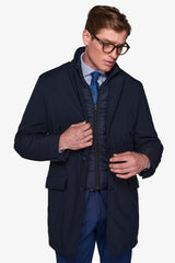 Technical coat with blue bib