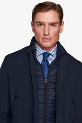 Technical coat with blue bib