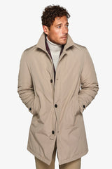 Beige quilted trench coat