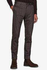 Brown houndstooth stretch jersey trousers
