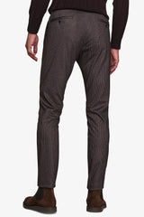 Brown houndstooth stretch jersey trousers