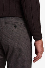 Brown houndstooth stretch jersey trousers
