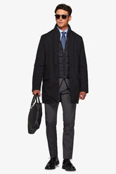 Technical coat with black bib