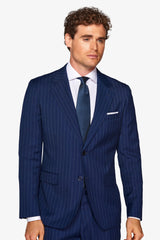 Navy pinstripe suit jacket