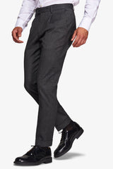Black melange flannel suit trousers