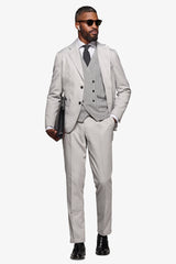Slim light gray flannel suit jacket