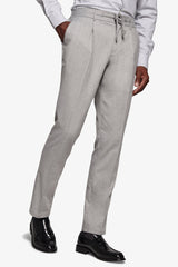 Slim Fit Light Grey Flannel Suit Trousers