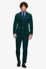 Slim teal rocker velvet suit jacket