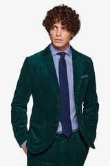 Slim teal rocker velvet suit jacket