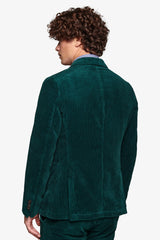 Slim teal rocker velvet suit jacket