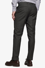 Slim green micro-weave suit trousers with pleats