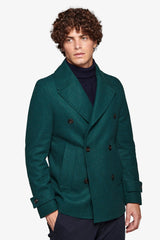 Double-breasted peacoat in teal
