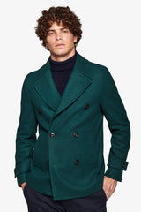 Double-breasted peacoat in teal