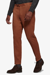 Suit trousers with pleats and biscuit straps