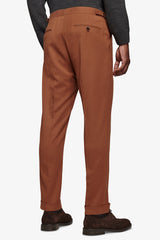 Suit trousers with pleats and biscuit straps