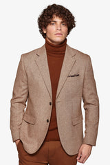 Camel herringbone flannel jacket
